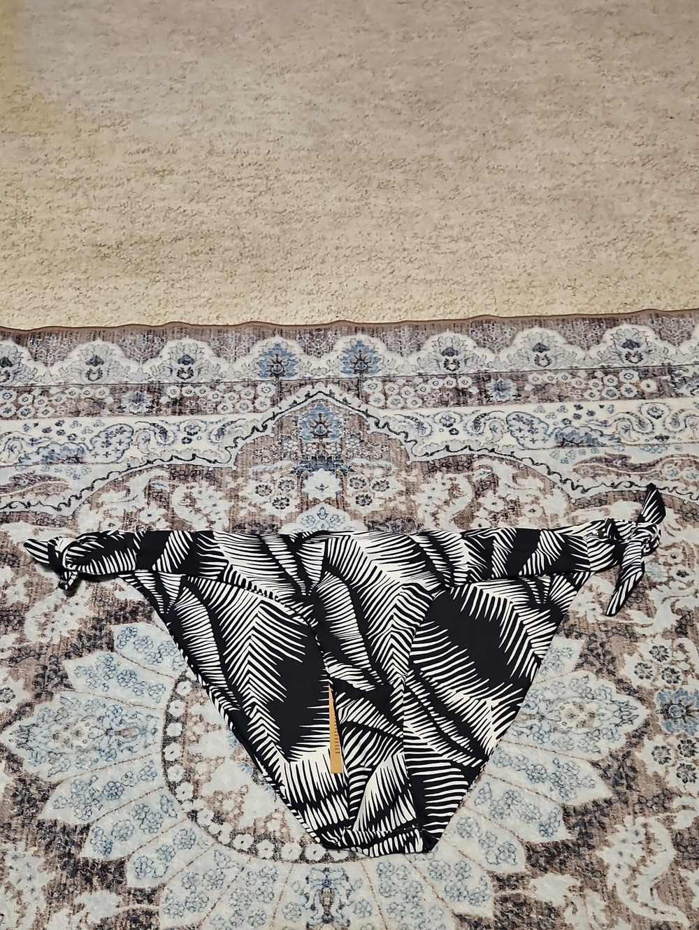 Volcom Black and White Palm-Print Bikini Bottoms